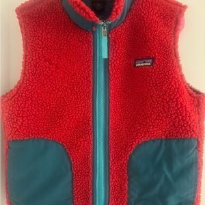 Patagonia kids Red and Teal Retro X Fleece Vest size small 7-8
